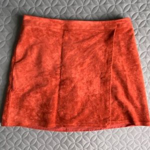 BCBG Burnt Orange Suede Skirt